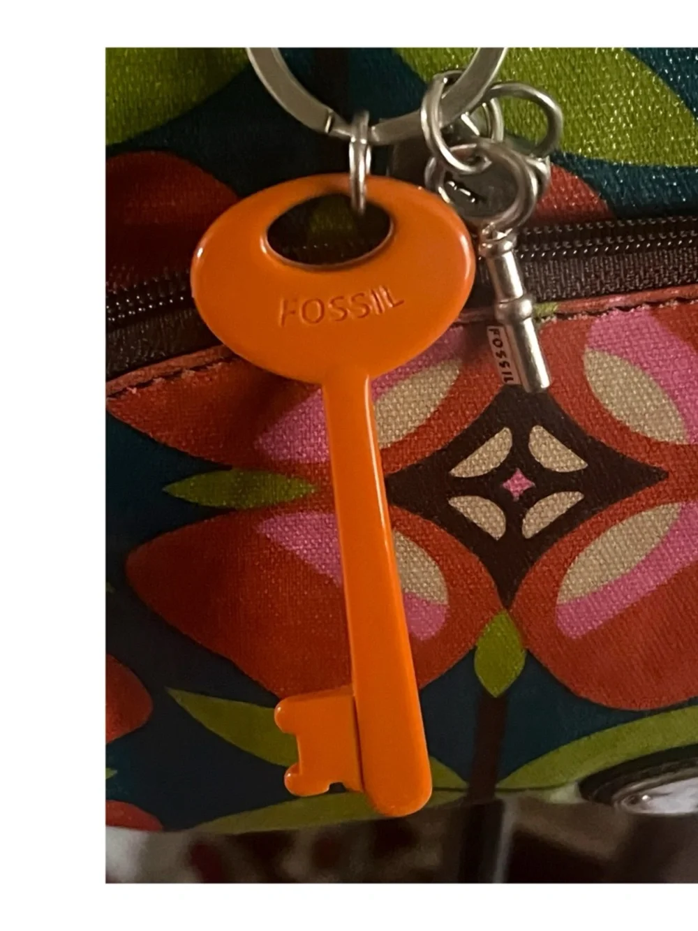 Fossil Key - Per Vibrant Floral Geometric pattern Crossbody Coated Canvas Purse